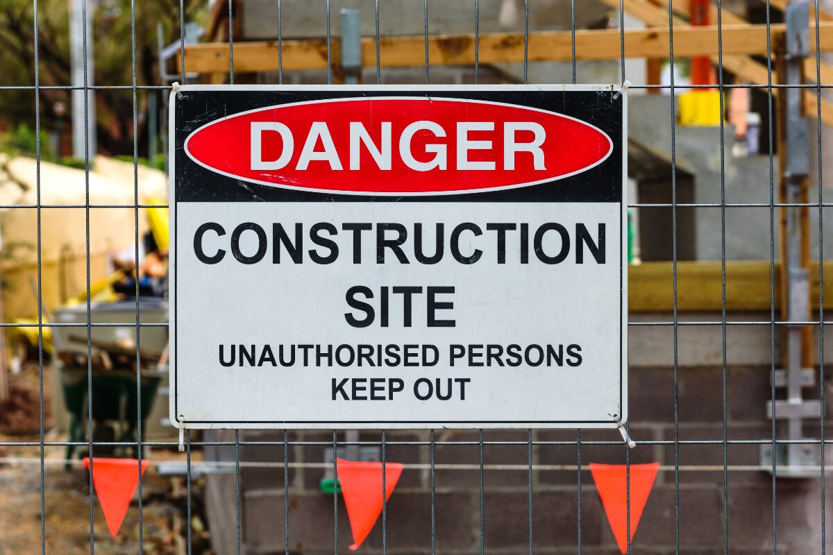 Permits are often displayed on construction fencing